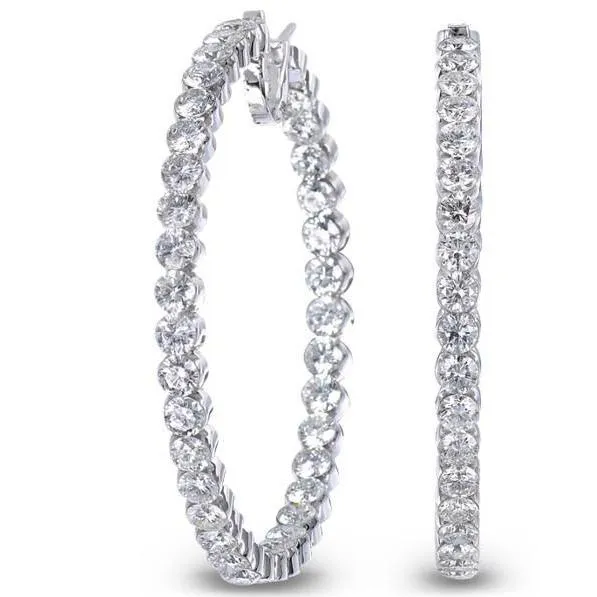 Ladies Hoop Earrings 7 Ct Brilliant Cut Natural Earth Mined Diamonds White Gold 14K GB Earrings Ladies Hoop Earrings 7 Ct Brilliant Cut Natural Earth Mined Diamonds White Gold 14K GB Earrings
