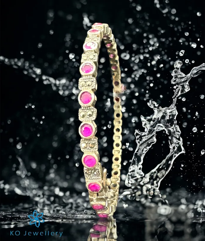 Marcasite The Grace Silver Red Marcasite Openable Bracelet Bracelets