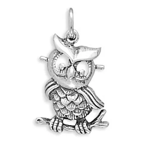 MMA C Oxidized Owl Charm MMA Charm Necklaces