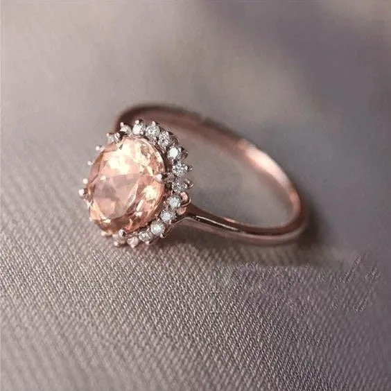 Morganite With Natural Earth Mined Diamonds 1175 Carats Wedding Ring Rose Gold 14K New GB Rings Morganite With Natural Earth Mined Diamonds 1175 Carats Wedding Ring Rose Gold 14K New GB Rings