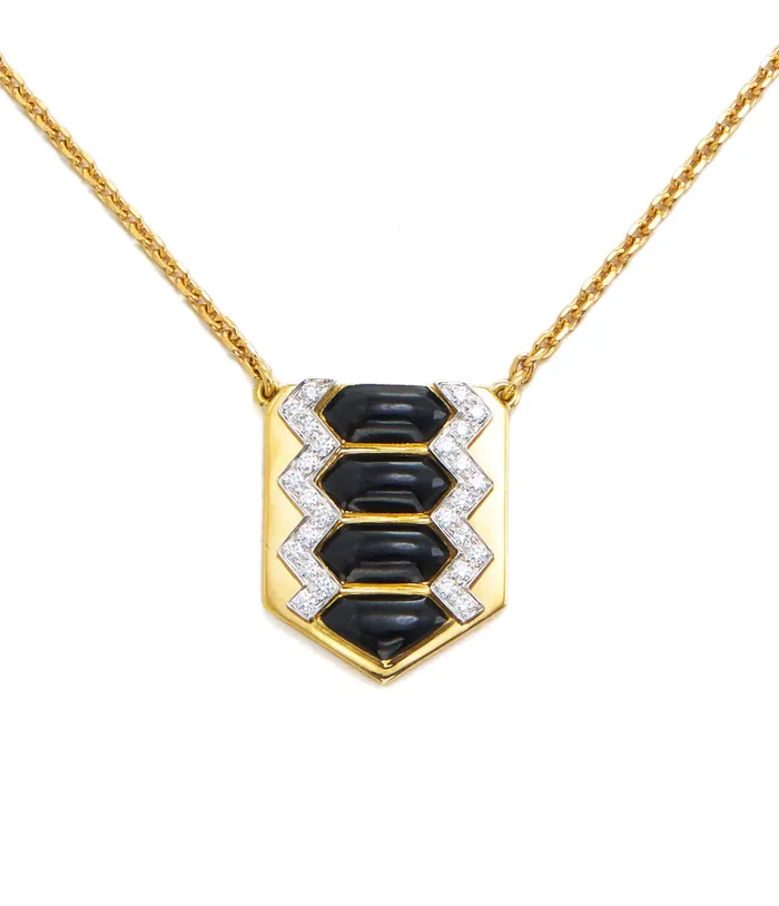 Necklaces David Webb Workshop Shield Necklace Black Enamel