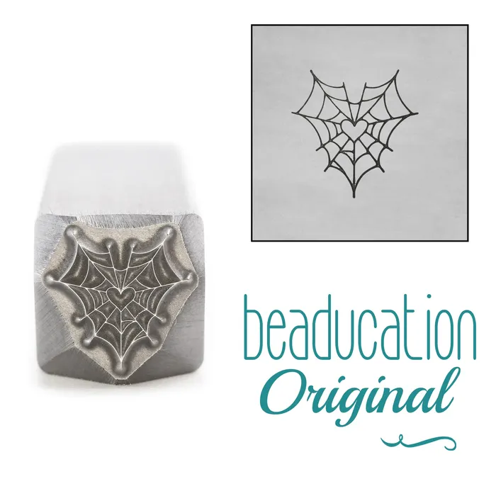 Necklaces DS 12 Spiderweb Heart Metal Design Stamp 10mm Beaducation Original