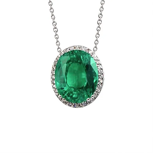 Necklaces GB Green Emerald Natural Earth Mined Diamond Pendant Necklace 625 Carat White Gold 14K Necklaces GB Green Emerald Natural Earth Mined Diamond Pendant Necklace 625 Carat White Gold 14K