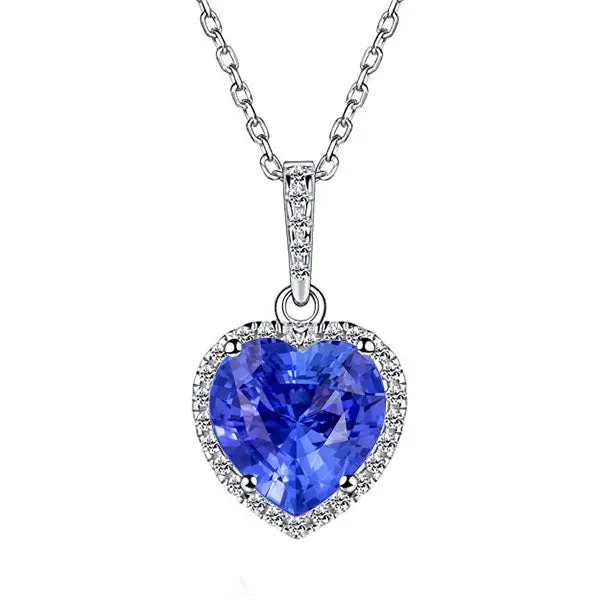 Necklaces HarryChadEntcom Halo Pendant Heart Ceylon Sapphire Natural Earth Mined Diamond Necklace 4 Carats Necklaces HarryChadEntcom Halo Pendant Heart Ceylon Sapphire Natural Earth Mined Diamond Necklace 4 Carats