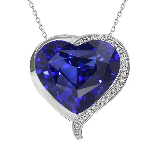 Necklaces HarryChadEntcom Heart Pendant Blue Sapphire Round Natural Earth Mined Diamond Bezel Set 625 Carats Necklaces HarryChadEntcom Heart Pendant Blue Sapphire Round Natural Earth Mined Diamond Bezel Set 625 Carats