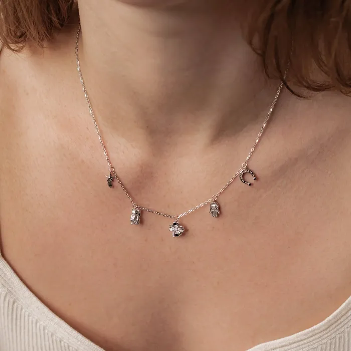 Necklaces Hey Happiness Lucky Charms Pendant Necklace Sterling Silver Necklaces Hey Happiness Lucky Charms Pendant Necklace Sterling Silver