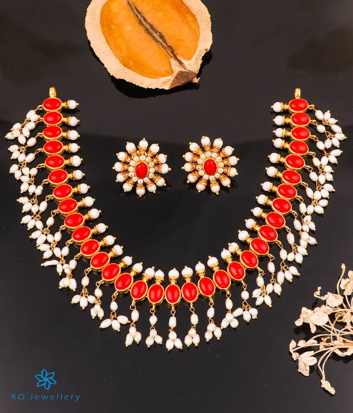 Necklaces Silversmith The Vishruth Silver Necklace Coral