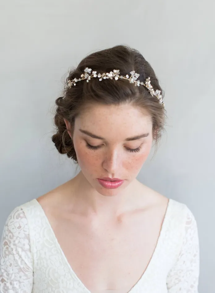 Necklaces twigs honey Simple crystal and rose blossom convertible hair vine necklace bracelet Style 7012