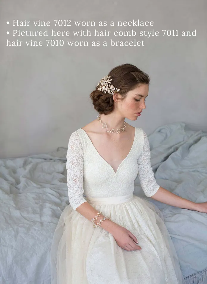 Necklaces twigs honey Simple crystal and rose blossom convertible hair vine necklace bracelet Style 7012