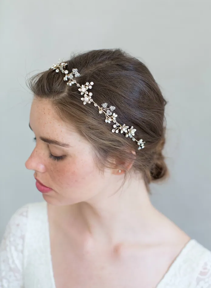 Necklaces twigs honey Simple crystal and rose blossom convertible hair vine necklace bracelet Style 7012