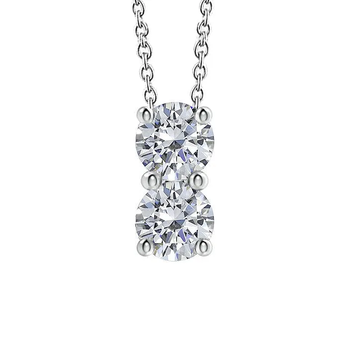 Necklaces Women Round Natural Earth Mined Diamond Two Stone Pendant Necklace 170 Ct Slide Prong Set GB Necklaces Women Round Natural Earth Mined Diamond Two Stone Pendant Necklace 170 Ct Slide Prong Set GB
