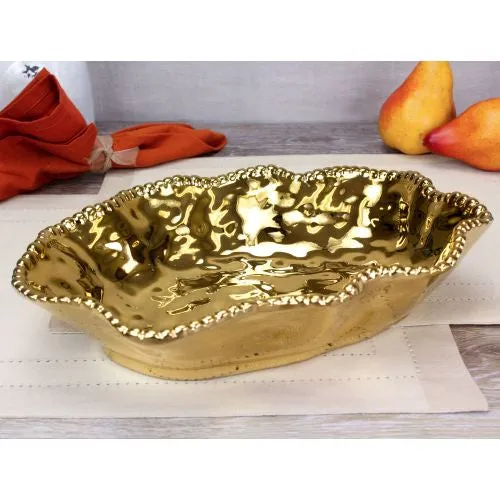 Pampa Bay PreStyled Sets Pampa Bay Monaco Porcelain Serving Bowl Gold 9 inches Pampa Bay PreStyled Sets Pampa Bay Monaco Porcelain Serving Bowl Gold 9 inches