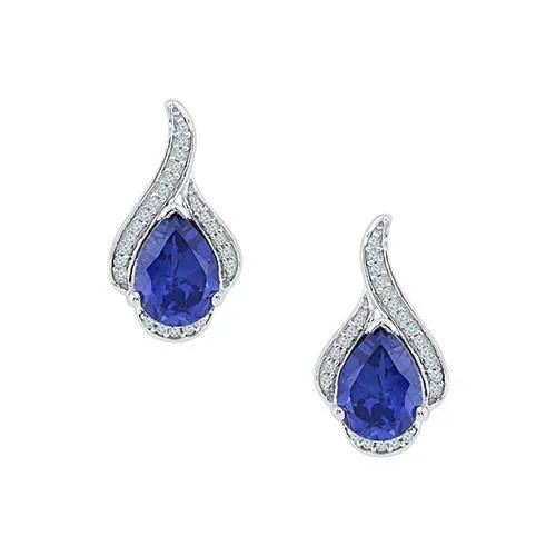 Pear Cut Sri Lanka Sapphire Natural Earth Mined Diamonds 350 Ct Studs Earring White Gold 14K GB Earrings Pear Cut Sri Lanka Sapphire Natural Earth Mined Diamonds 350 Ct Studs Earring White Gold 14K GB Earrings