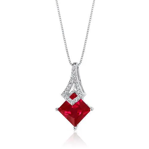 Pendant Necklace Gold White 14K 450 Ct Ruby And Natural Earth Mined Diamonds GB Necklaces Pendant Necklace Gold White 14K 450 Ct Ruby And Natural Earth Mined Diamonds GB Necklaces