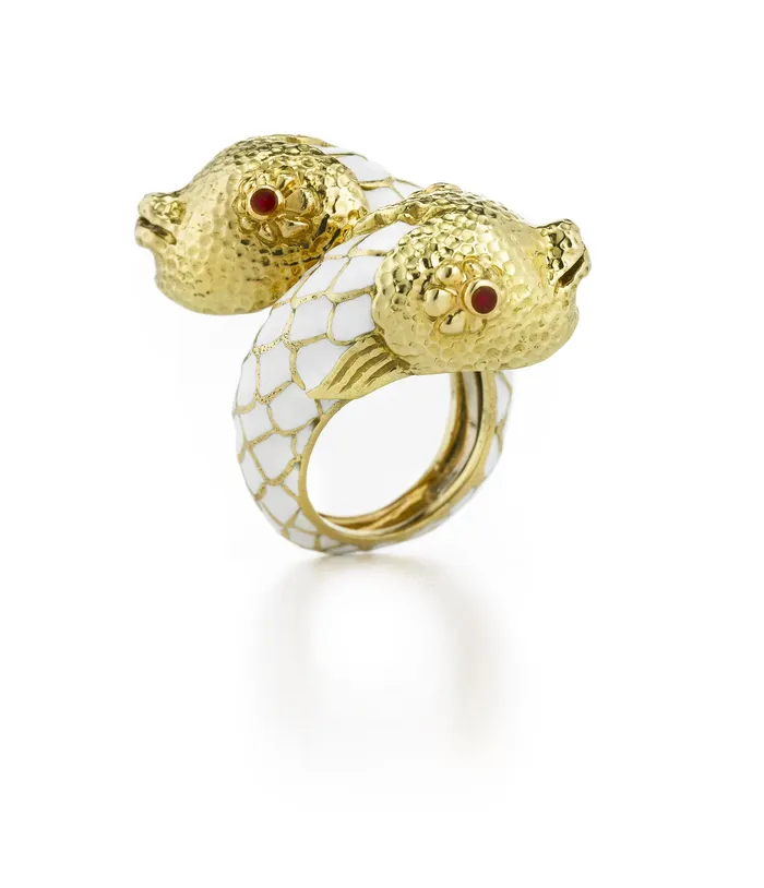 Pisces Ring White Enamel David Webb Workshop Rings