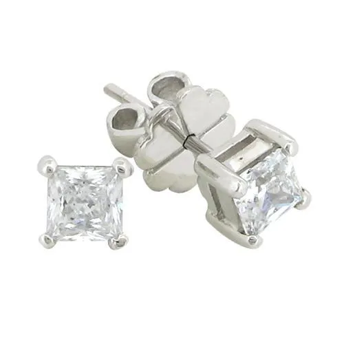 Princess Cut 300 Carats Natural Earth Mined Diamond Studs Earrings White Gold 14K GB Earrings Princess Cut 300 Carats Natural Earth Mined Diamond Studs Earrings White Gold 14K GB Earrings