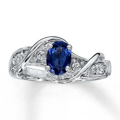 Rings 14K White Gold Ceylon Sapphire With Natural Earth Mined Diamond Wedding Ring 125 Ct GB Rings 14K White Gold Ceylon Sapphire With Natural Earth Mined Diamond Wedding Ring 125 Ct GB