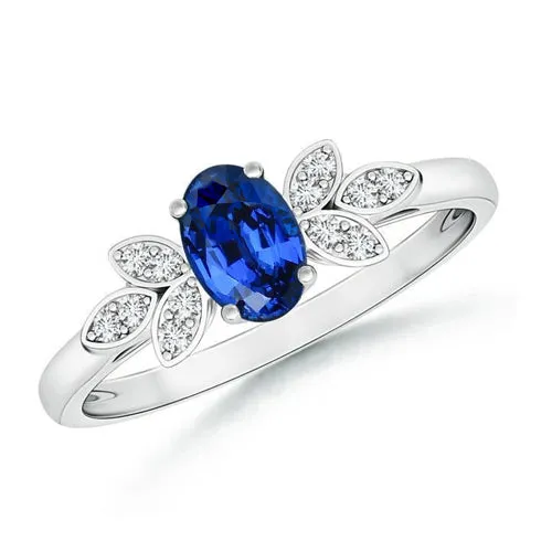 Rings 285 Carats Ceylon Blue Sapphire And Natural Earth Mined Diamonds Ring White Gold 14K GB Rings 285 Carats Ceylon Blue Sapphire And Natural Earth Mined Diamonds Ring White Gold 14K GB