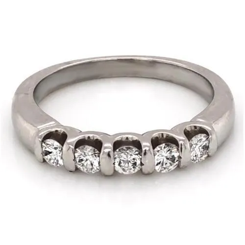Rings GB 1 Carat Real Natural Earth Mined Diamond Anniversary Band U Scallop Setting White Gold 14K Rings GB 1 Carat Real Natural Earth Mined Diamond Anniversary Band U Scallop Setting White Gold 14K