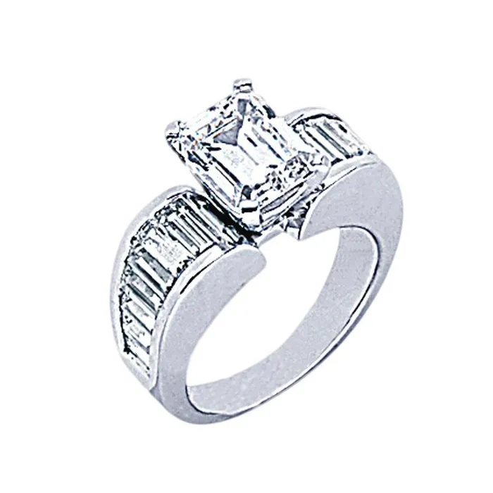 Rings GB 425 Cts Natural Earth Mined Diamond Engagement Ring Emerald Cut Solitaire With Accents Rings GB 425 Cts Natural Earth Mined Diamond Engagement Ring Emerald Cut Solitaire With Accents