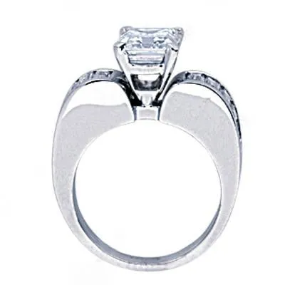 Rings GB 425 Cts Natural Earth Mined Diamond Engagement Ring Emerald Cut Solitaire With Accents