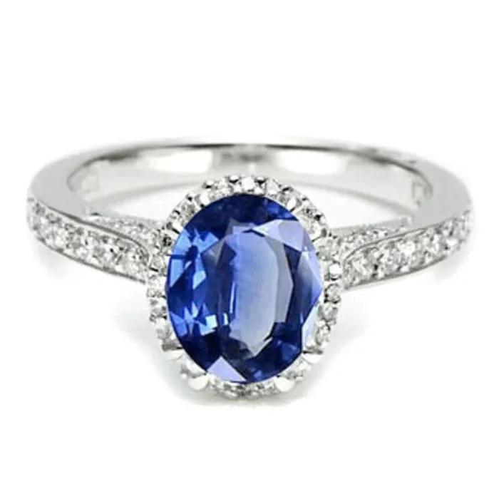 Rings GB Blue Colored Gem Engagement Ring