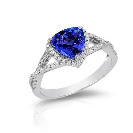 Rings GB Blue Sapphire And Natural Earth Mined Diamonds 366 Carats Ring White Gold 14K Rings GB Blue Sapphire And Natural Earth Mined Diamonds 366 Carats Ring White Gold 14K