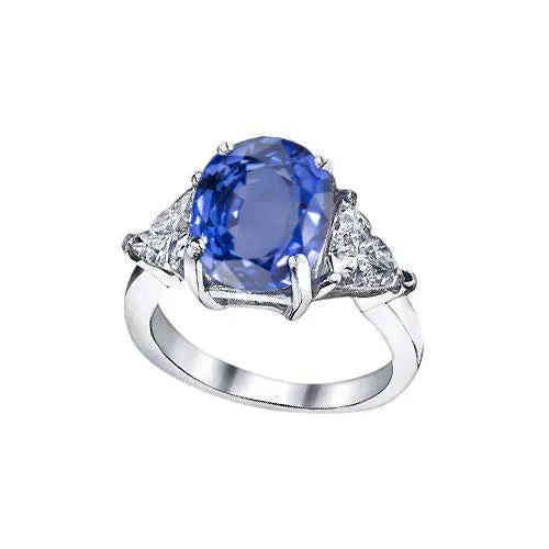 Rings GB Oval Sri Lanka Sapphire Trillion Natural Earth Mined Diamonds 3 Stone Ring 601 Carats Rings GB Oval Sri Lanka Sapphire Trillion Natural Earth Mined Diamonds 3 Stone Ring 601 Carats