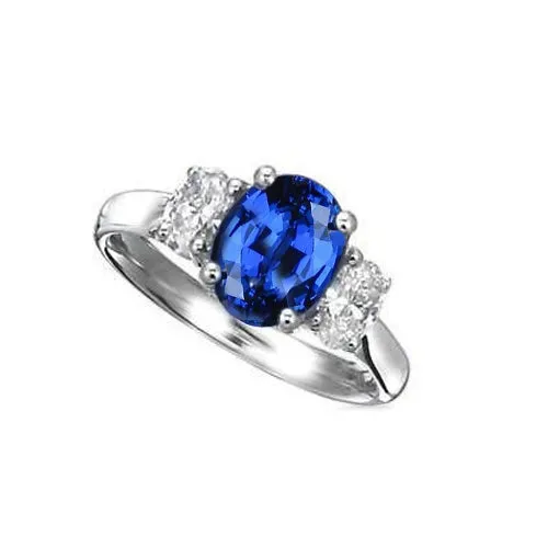 Rings GB Sri Lankan Blue Sapphire Natural Earth Mined Diamond Ring 3 Stone 260 Carat WG 14K Rings GB Sri Lankan Blue Sapphire Natural Earth Mined Diamond Ring 3 Stone 260 Carat WG 14K