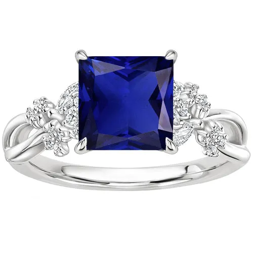 Rings HarryChadEntcom Blue Sapphire Natural Earth Mined Diamond Ring Princess Round Marquise Cut 4 Carats Rings HarryChadEntcom Blue Sapphire Natural Earth Mined Diamond Ring Princess Round Marquise Cut 4 Carats