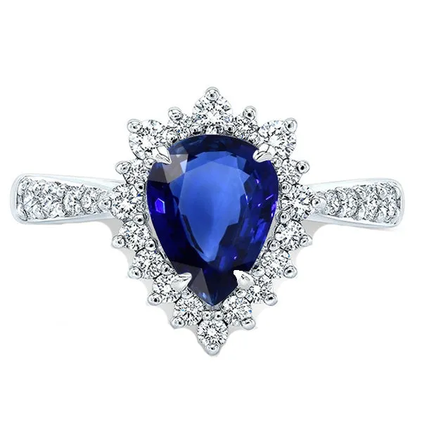 Rings HarryChadEntcom Engagement Halo Ring Star Style Blue Sapphire Natural Earth Mined Diamonds 350 Carats