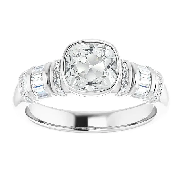 Rings HarryChadEntcom Engagement Ring Baguette Cushion Old Cut Natural Earth Mined Diamond Bezel Set 450 Carats Rings HarryChadEntcom Engagement Ring Baguette Cushion Old Cut Natural Earth Mined Diamond Bezel Set 450 Carats