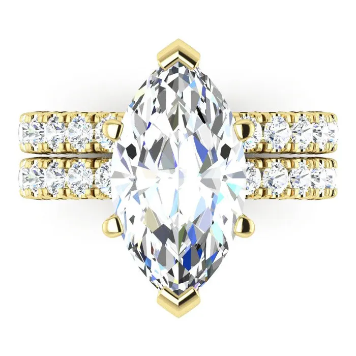 Rings HarryChadEntcom Natural Diamond Marquise Pave Ring And Band Set Rings HarryChadEntcom Natural Diamond Marquise Pave Ring And Band Set