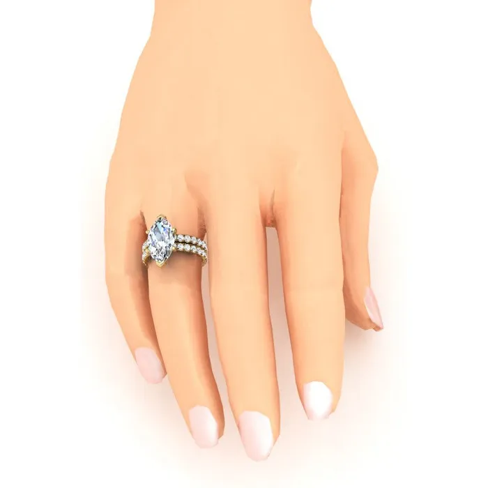Rings HarryChadEntcom Natural Diamond Marquise Pave Ring And Band Set Rings HarryChadEntcom Natural Diamond Marquise Pave Ring And Band Set