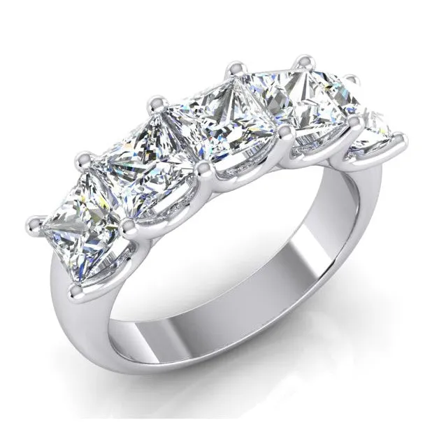 Rings HarryChadEntcom Princess Mined Diamond Ring 5 Stone Gold Half Eternity Band U Prong 3 Carats Rings HarryChadEntcom Princess Mined Diamond Ring 5 Stone Gold Half Eternity Band U Prong 3 Carats