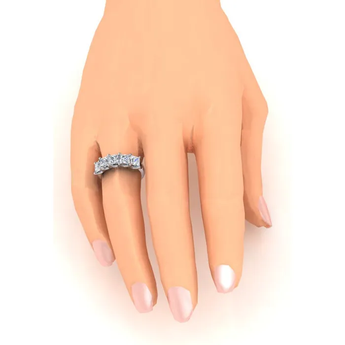 Rings HarryChadEntcom Princess Mined Diamond Ring 5 Stone Gold Half Eternity Band U Prong 3 Carats Rings HarryChadEntcom Princess Mined Diamond Ring 5 Stone Gold Half Eternity Band U Prong 3 Carats