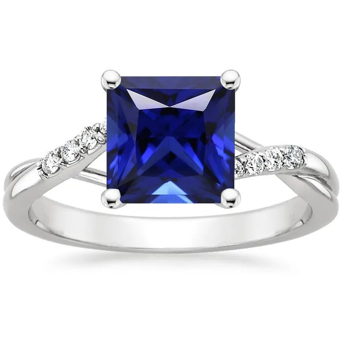 Rings HarryChadEntcom Women Natural Earth Mined Diamond Ring Princess Blue Sapphire Twisted Shank 525 Carats Rings HarryChadEntcom Women Natural Earth Mined Diamond Ring Princess Blue Sapphire Twisted Shank 525 Carats