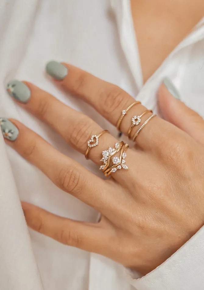 Rings Hey Happiness Slim Gemstone Band Ring Gold Rings Hey Happiness Slim Gemstone Band Ring Gold