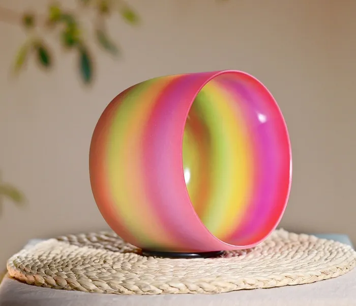 Rings Life Changing Energy 8 Inch Candy Rainbow Colored Quartz Crystal Singing Bowl FREE Mallet and Oring