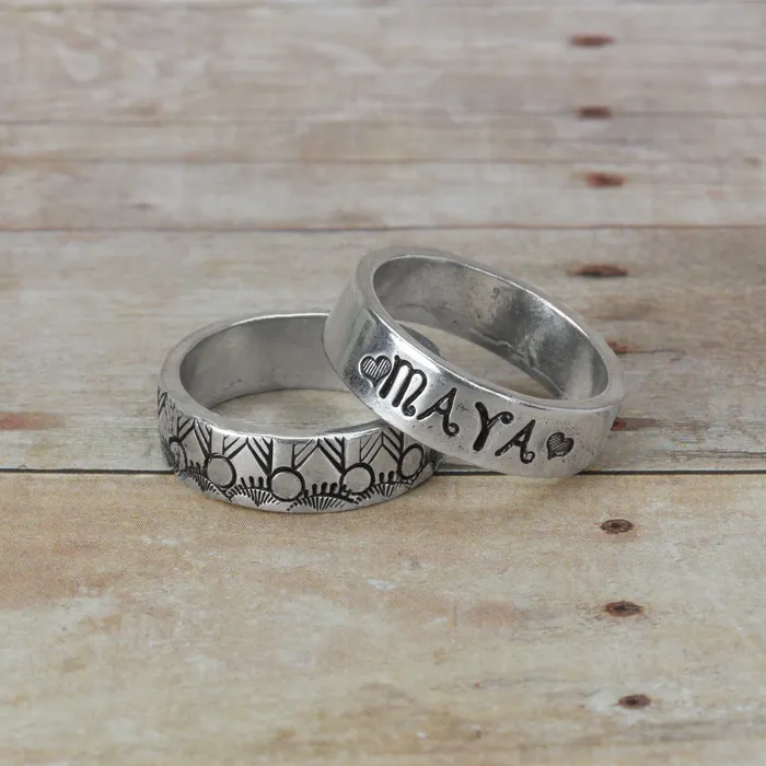 Rings MJ Pewter Ring Stamping Blank 6mm Wide SIZE 7