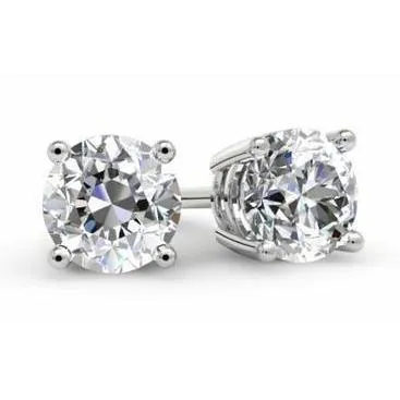 Round Cut 4 Carats Genuine Natural Earth Mined Diamonds Studs Earrings 14K White Gold GB Earrings Round Cut 4 Carats Genuine Natural Earth Mined Diamonds Studs Earrings 14K White Gold GB Earrings