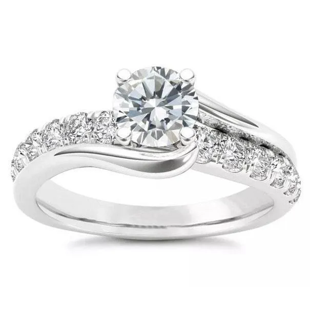 Round Cut Sparkling 3 Carats Natural Earth Mined Diamond Engagement Ring White Gold 14K GB Rings