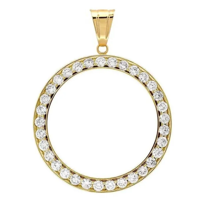 Round Dollar Natural Earth Mined Diamond Bezel Pendant 2 Carats Coin not included HarryChadEntcom Necklaces Round Dollar Natural Earth Mined Diamond Bezel Pendant 2 Carats Coin not included HarryChadEntcom Necklaces