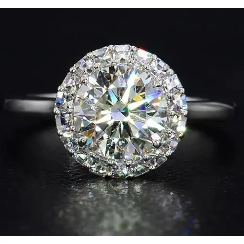 Round Natural Earth Mined Diamond Ring Halo Style 550 Carats White Gold 14K GB Rings Round Natural Earth Mined Diamond Ring Halo Style 550 Carats White Gold 14K GB Rings