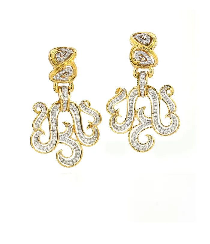 Scroll Earrings Diamonds David Webb Earrings