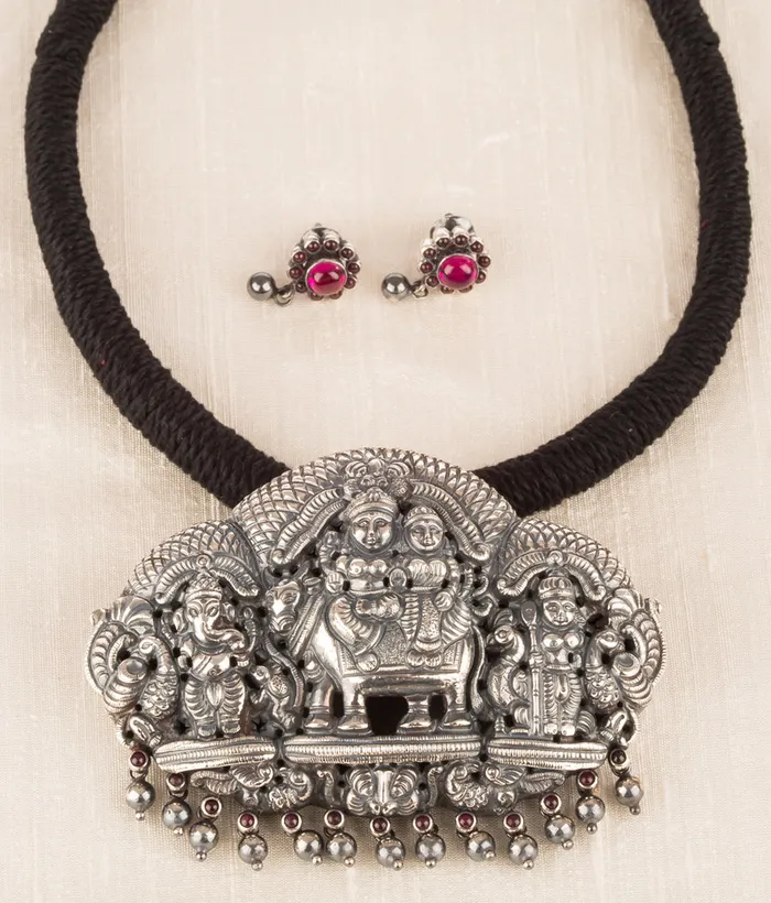 Silversmith Necklaces The Sharva Silver Deity Necklace