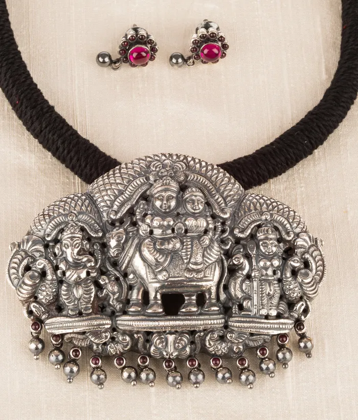 Silversmith Necklaces The Sharva Silver Deity Necklace
