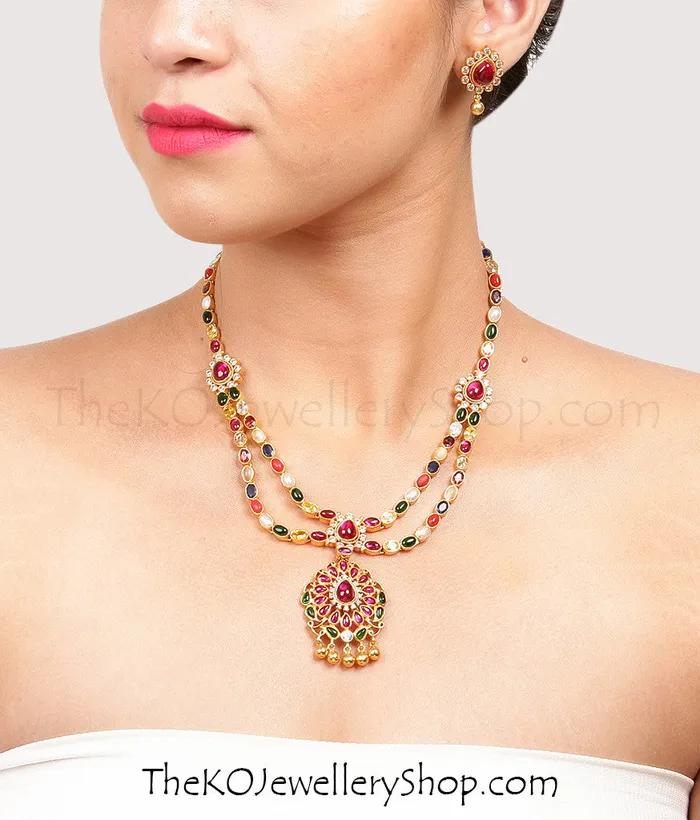 Silversmith The Ksemya Silver Navratna Necklace Necklaces