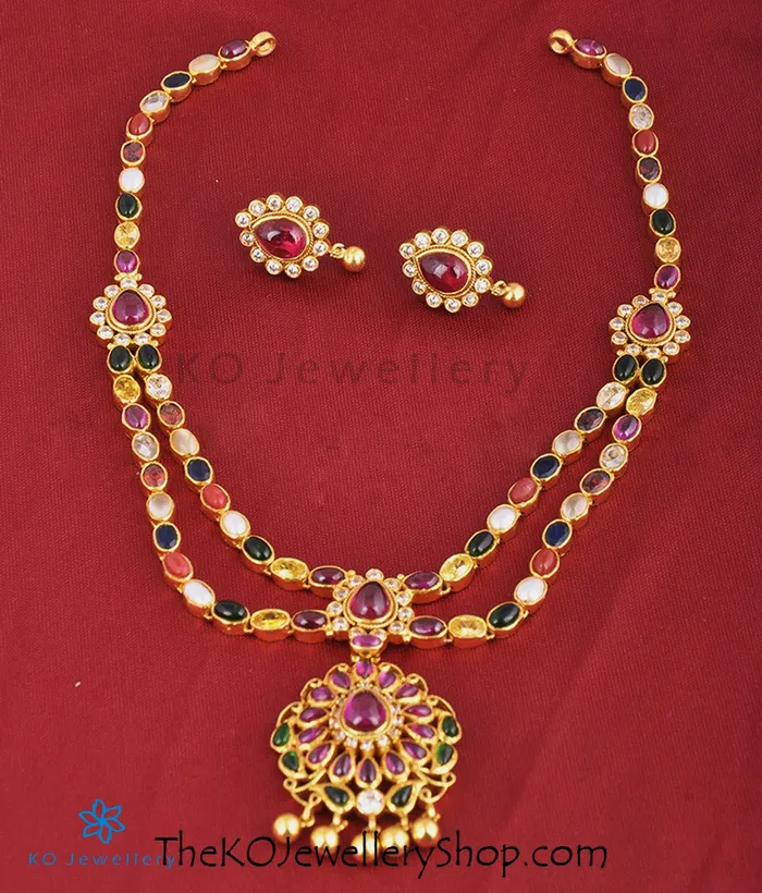 Silversmith The Ksemya Silver Navratna Necklace Necklaces