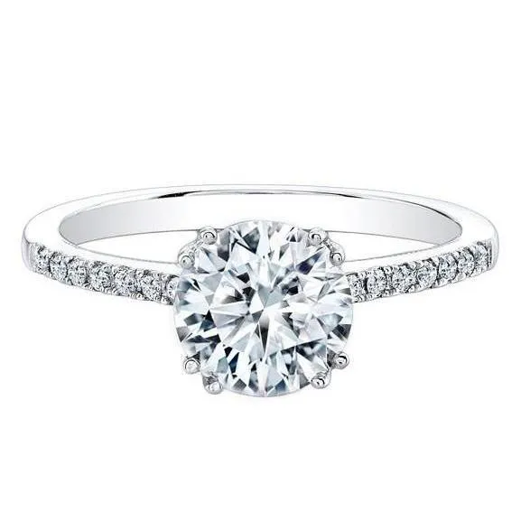 Solitaire With Accent 350 Carats Natural Earth Mined Diamonds Wedding Ring White Gold 14K GB Rings Solitaire With Accent 350 Carats Natural Earth Mined Diamonds Wedding Ring White Gold 14K GB Rings